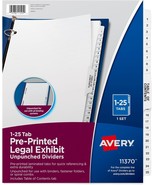 Avery Premium Collated Pre-Printed Legal Exhibit Binder Dividers with 1-... - €9,29 EUR