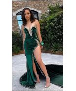 Mermaid Long Green Prom Dress with Side Slit Sweetheart Women Evening Dress - £140.27 GBP