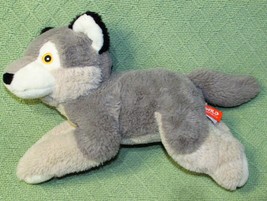 Wild Republic Wolf Plush 14&quot; Ecokins Stuffed Animal 2019 Gray Black Tipped Ears - £14.83 GBP