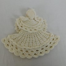 Crocheted Doily Angel Doll Ornament 7.5&quot; Tall Handcrafted Pigtails Christmas Vtg - £9.31 GBP