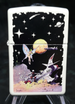 Frazetta  Space Fairy &amp; Spaceship  Authentic Zippo Lighter White Matte - £25.57 GBP