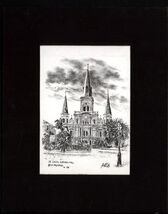as found *  ST. LOUIS CATHEDRAL New Orleans done by BRENT McCARTHY with mat - $11.83