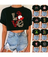 Women&#39;s Christmas Crop Top Spicy Girl Basic Short Sleeve for xmas holida... - $12.50