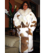 Long coat made of baby alpaca fur with white and brown spots, 2X - Small - £997.59 GBP