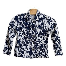 Chico&#39;s Jacket Women&#39;s Size Large (Chicos 2) Blue White Floral Button Po... - $238.73 MXN