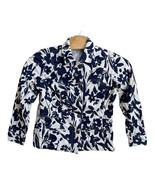 Chico&#39;s Jacket Women&#39;s Size Large (Chicos 2) Blue White Floral Button Po... - €11,03 EUR