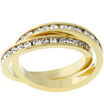 Kate Bissett Gold-Tone Criss-Cross Cubic Zirconia Eternity Ring - £40.02 GBP