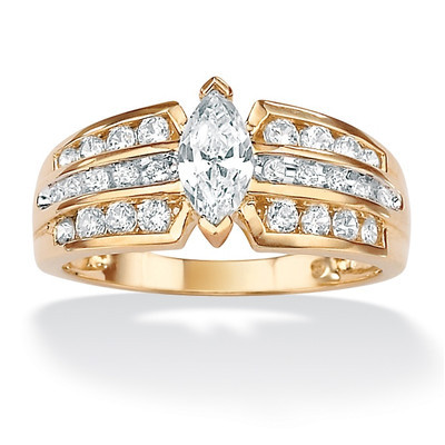 Palm Beach Jewelry 10k Gold Marquise Cubic Zirconia Ring - $419.19