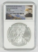 2015-W $1 American Eagle In Argento Lucido Valutato Da NGC Come MS-70 - £130.09 GBP