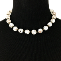 VENETIAN sommerso glass bead necklace - vintage clear white aventurine caps 17&quot; - £39.15 GBP
