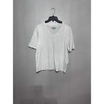 Forever Comfort NYDJ Womens T-Shirt White Solid Short Sleeve V Neck M New - £12.57 GBP