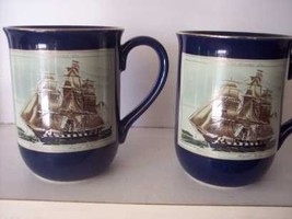 * Otagiri Blue 2 Mug Washington Irving Clipper Ship - $22.64