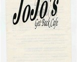 JoJo&#39;s Get Back Cafe Menu Homberg Place Knoxville Tennessee 1990&#39;s.  - £14.24 GBP