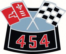 OER Die-Cast Crossed Flags &quot;454&quot; Air Cleaner Emblem For 1955-1972 Chevy Models - £63.19 GBP