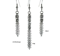 Byzantine Dangle Earrings Fringe Stainless Steel Chains Handmade OrrWhat... - $24.00+