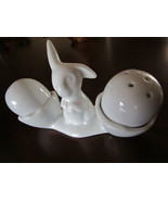 Vintage EASTER BUNNY Salt Pepper Shakers White Porcelain 3 piece set - $11.08