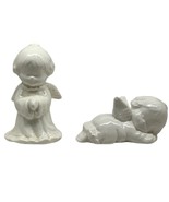 Vintage Ceramic Angel Figurines Small White Statues Sleeping and Praying... - $8.16
