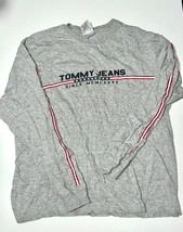 Tommy Hilfiger T-Shirt Men&#39;s Size Medium Gray Long Sleeve Round Neck 100... - £19.28 GBP