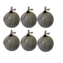 Twinkle Bulbs (6 Silver Glitter Balls Ornaments W/White Flickering Led R... - £11.67 GBP
