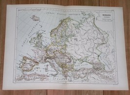 1887 Original Antique Political Map Of Europe Russia Germany Hungary Italy - £15.19 GBP