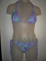 Women&#39;s Juniors Roxy Fringe Green Bikini Swim Suit Purple Hawaiian Print New $55 - £31.45 GBP