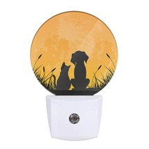 Best Friends Night Light Cute Dog And Cat On The Moon Night Lights Plug Into Wal - £20.86 GBP