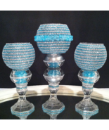 3 Piece Set Turquoise With Diamond Bling Wedding Centerpiece Table Top - £112.26 GBP