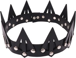 Leather Crown Headband Gothic Crown Headband Halloween Costume Headpiece... - £29.96 GBP