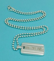 20&quot; Tiffany &amp; Co Atlas Dog Tag Bead Chain Necklace in Silver Mens Unisex - £198.32 GBP