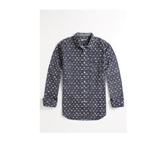 MEN&#39;S GUYS RVCA GHOST TOWN SLIM FIT WOVEN BUTTON-UP LONG SLEEVE SHIRT NE... - £31.96 GBP