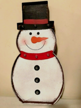 Snowman Led Wall Hanger  in Distressed Metal - Battery Operated - £32.36 GBP