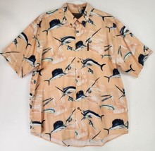 Magellan Shirt Mens Large Peach Blue Marlin Dacore Outdoor Fishing Sportswear - £18.65 GBP