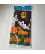 Vintage Amscan Halloween Tablecover Paper Ghost Pumpkin Tablecover 54&quot;x1... - $16.00