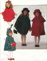 Vintage Girls Cape Detachable Capelet Hat Hooded Cape Sew Pattern 7-10 - £10.38 GBP