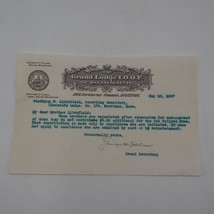 Vintage Grand Lodge Massachusetts Odd Fellowes Ioof Correspondance Lettera 1937 - £35.45 GBP
