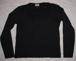 WRANGLER Black STRETCH long sleeve  Top w/ Embellishments  sz. M  EUC - £3.93 GBP