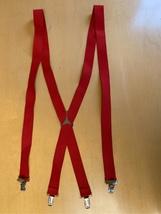 Elastic Clip On Suspenders Braces-BBB-Red/Silver Accent EUC Mens - $5.25