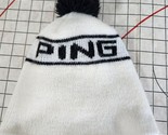 Ping Golf Beanie Hat Vintage Pom Bobble White Black Knit WPL6134 Made in... - $24.75