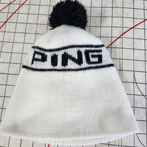 Ping Golf Beanie Hat Vintage Pom Bobble White Black Knit WPL6134 Made in... - $24.75
