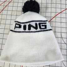 Ping Golf Beanie Hat Vintage Pom Bobble White Black Knit WPL6134 Made in... - £19.47 GBP