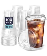 [100 Pack] 20 Oz Clear Plastic Cups With Strawless Sip Lids, Disposable ... - $59.99