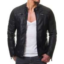 Giacca Pelle Biker Uomo S NERO Slim Fit Moto Vintage Cafe Racer Uomo 8 - £80.59 GBP+