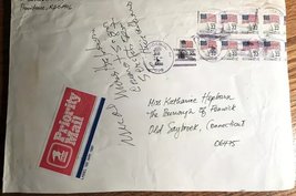 KATHARINE HEPBURN Autographed &amp; Handwritten Note on Fan Mail Envelope Certificat - £79.99 GBP