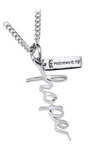 Women&#39;s Stainless Steel Hope Cross Necklace-Hebrews - $219.57