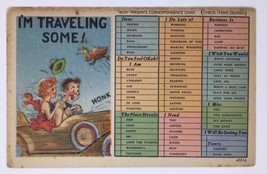 Vtg Pc Busy Person&#39;s Correspondence Card Comic I&#39;m Traveling Some Linen - £3.14 GBP