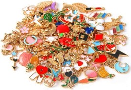 350 Enamel Gold Charms Mixed Pendants Findings Grab Bag Set Assorted Lot Mix - £34.36 GBP