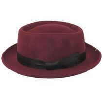 Men's Broner Wool Hat Pork Pie Telescope Crown STOUT 73-705 Merlot Wine image 3
