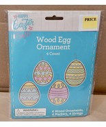 Wood Decor Craft Ornaments 4&quot;x 3&quot; DIY Easter Eggs &amp; 4 Markers &amp; Strings ... - $3.41 CAD