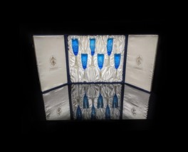 Faberge  Odessa Sky Blue  Colored Crystal Champagne Flutes  NIB - £1,210.64 GBP