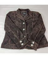 Vintage B Collection Women&#39;s Dark Brown Genuine Leather Button Jacket Si... - €55,08 EUR